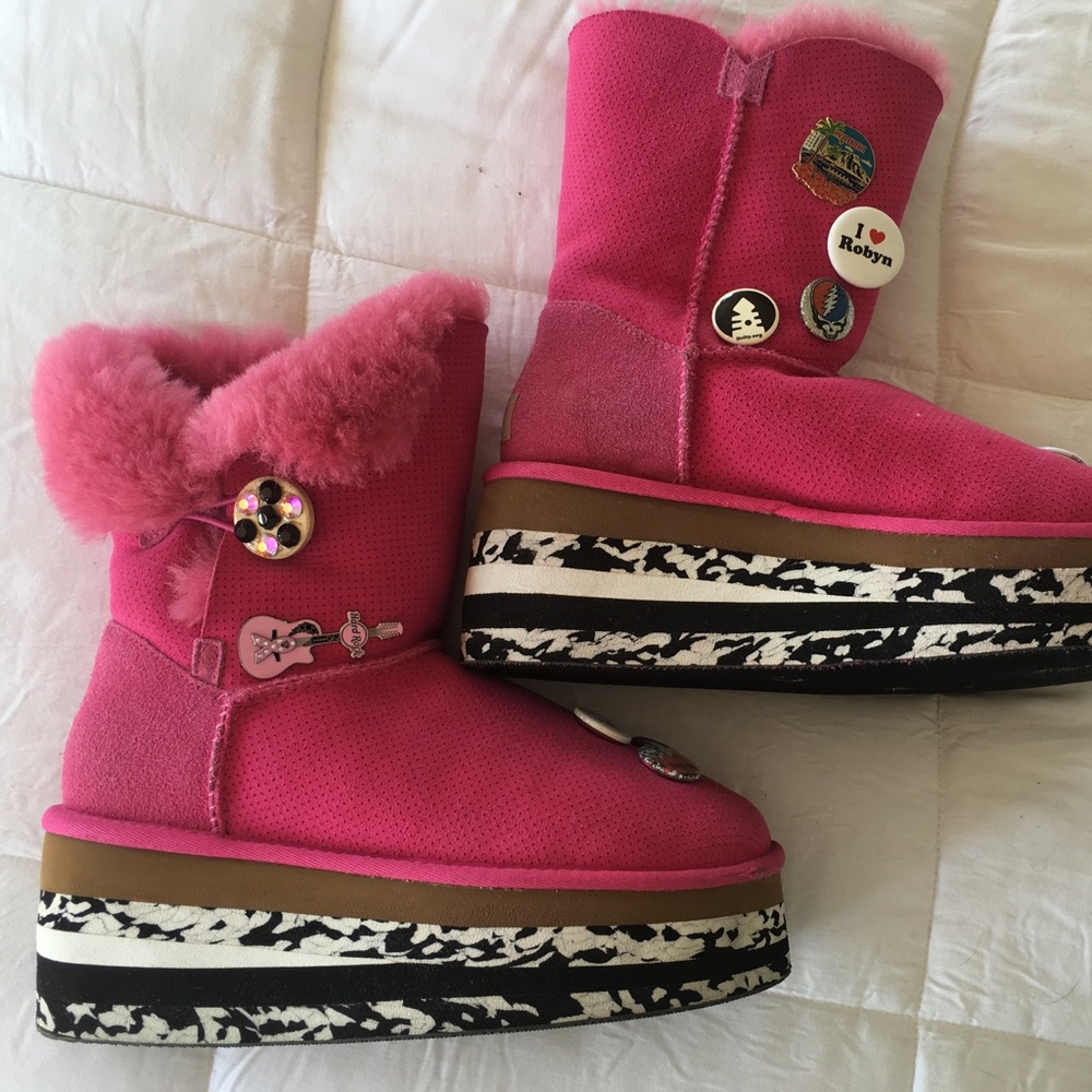 One of a kind customized pink Uggs with platform